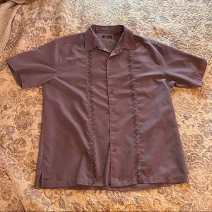 Cafe Luna short sleeve button down lavender shirt XL 46/48